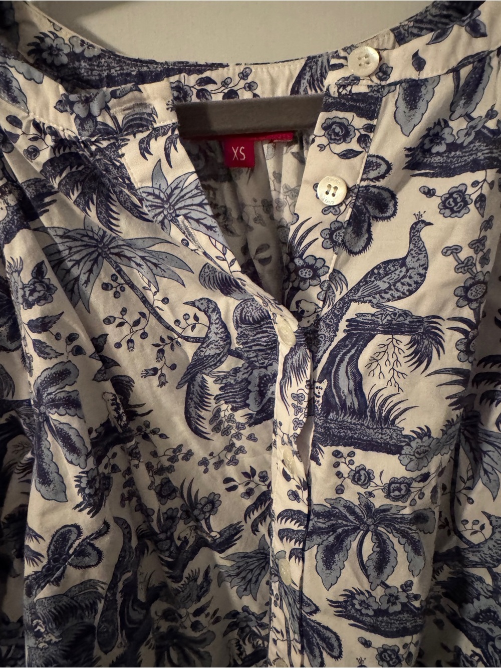 Staud China Toile Dill Top blouse Blue & White Printed Puff-Sleeve Cropped xs - Picture 4 of 5